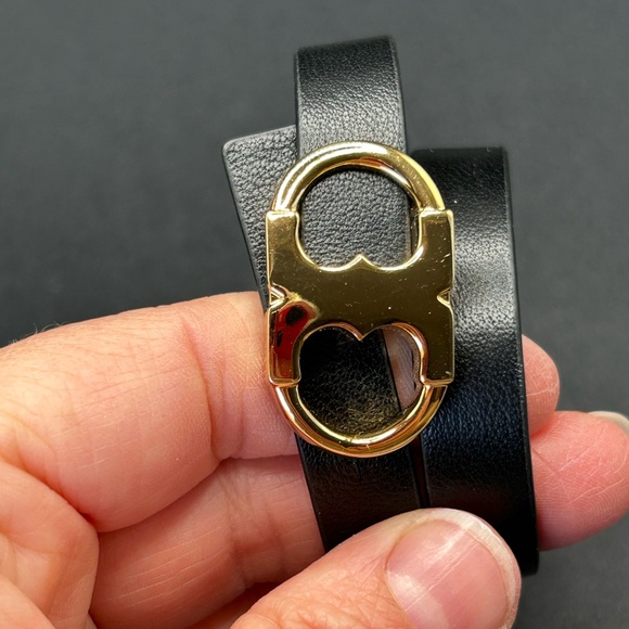 Tory Burch Gemini Link black leather double-wrap bracelet - Picture 6 of 6